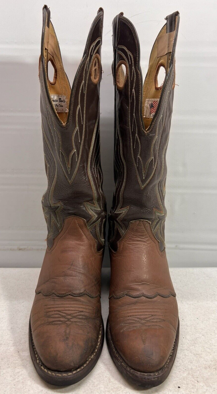 VINTAGE HONCHO WESTERN BOOTS WOMEN'S 6.5 C BROWN LEATHER COWGIRL BOOTS USA